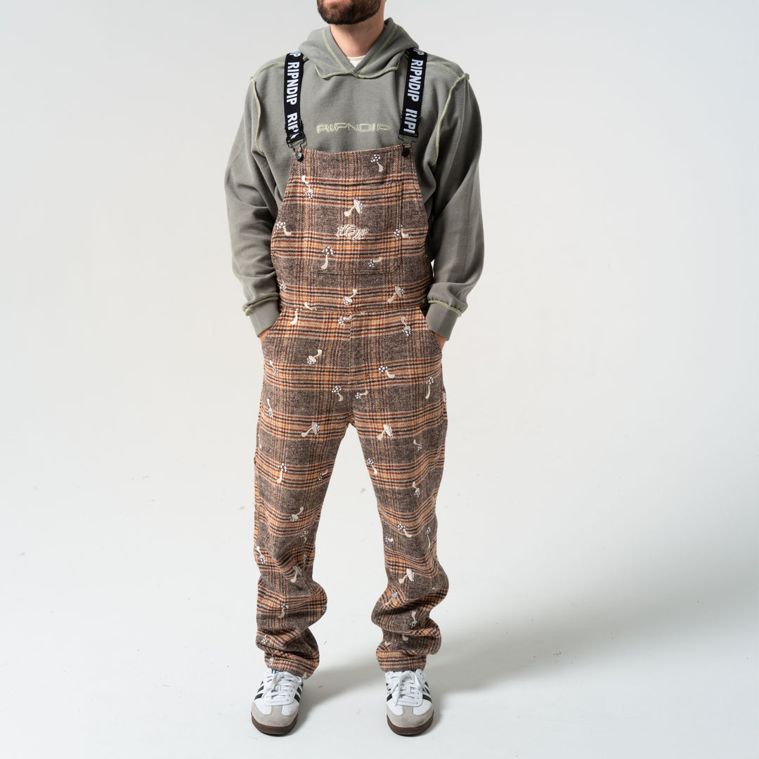 EUPHORIA PLAID OVERALLS (BROWN PLAID)