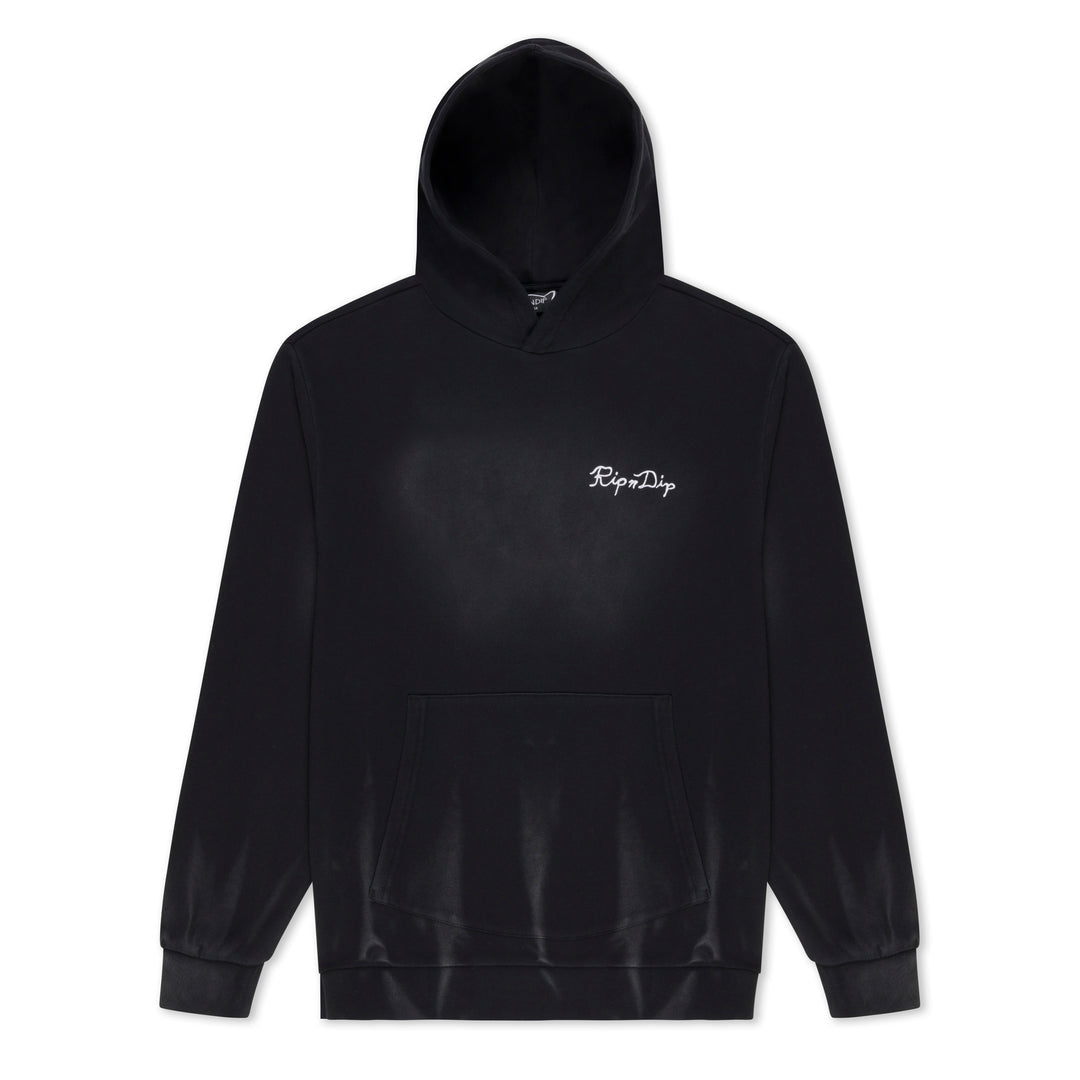 RIPNLIT HOODIE (BLACK VINTAGE WASH)