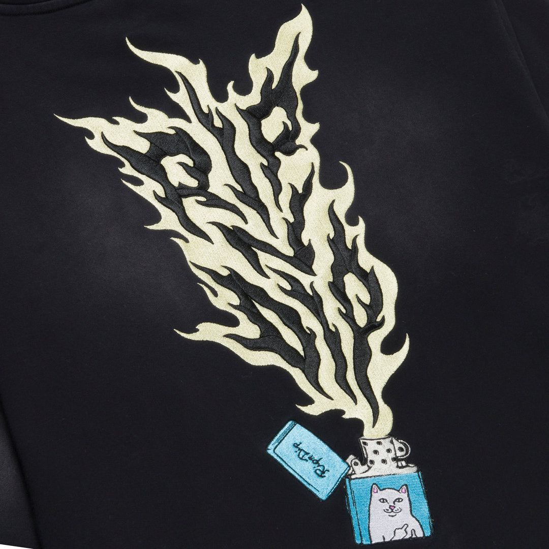 RIPNLIT HOODIE (BLACK VINTAGE WASH)
