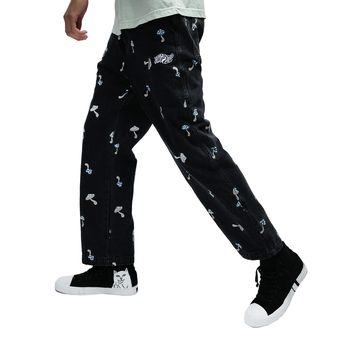 EUPHORIA WIDE LEG DENIM PANTS (BLACK WASH)