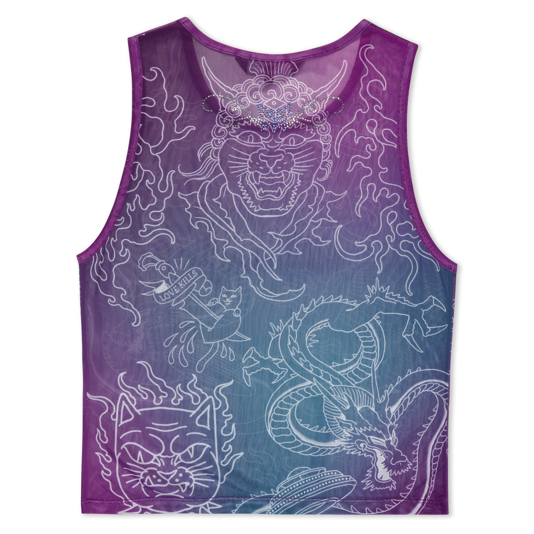 TRACE MESH CROPPED TANK (MULTI)