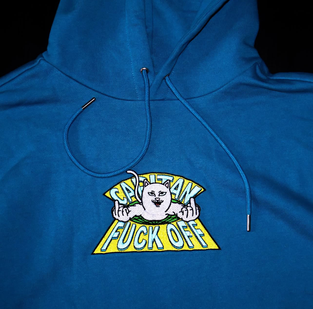 CAPITAN FUCK OFF EMBROIDERED HOODIE (SLATE)