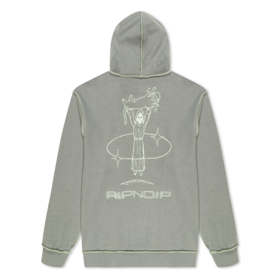SATURN REVERSE STITCH FLEECE HOODIE (STEEL GREY)