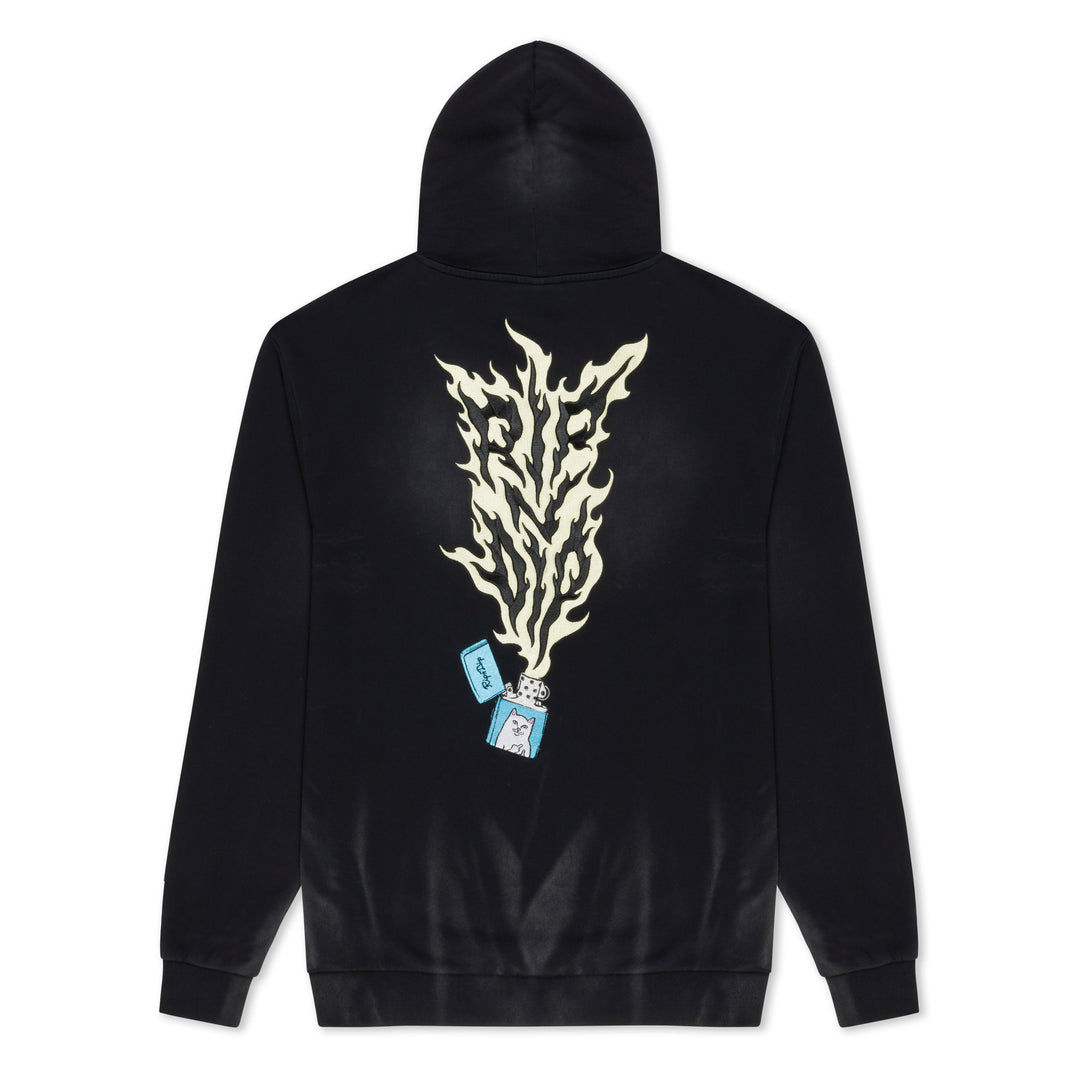 RIPNLIT HOODIE (BLACK VINTAGE WASH)
