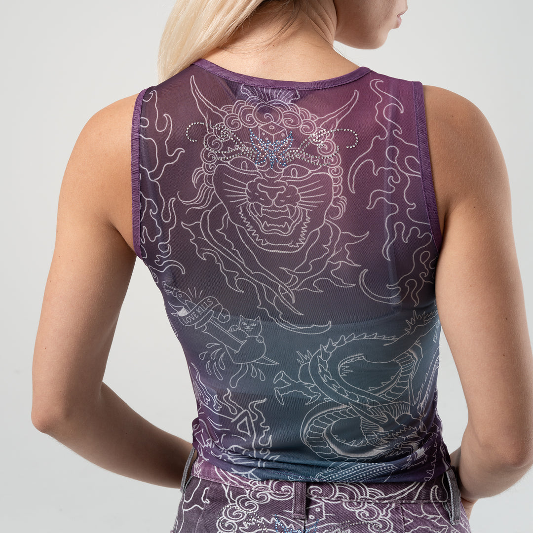 TRACE MESH CROPPED TANK (MULTI)