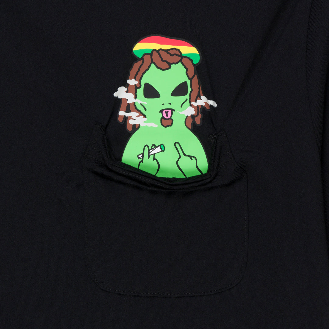 SMOKING RASTA ALIEN POCKET TEE (BLACK)