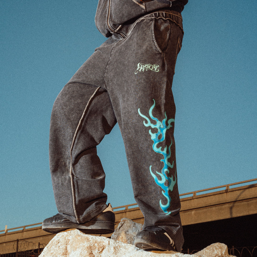 SQUABBLE UP SWEAT PANTS (BLACK VINTAGE WASH)