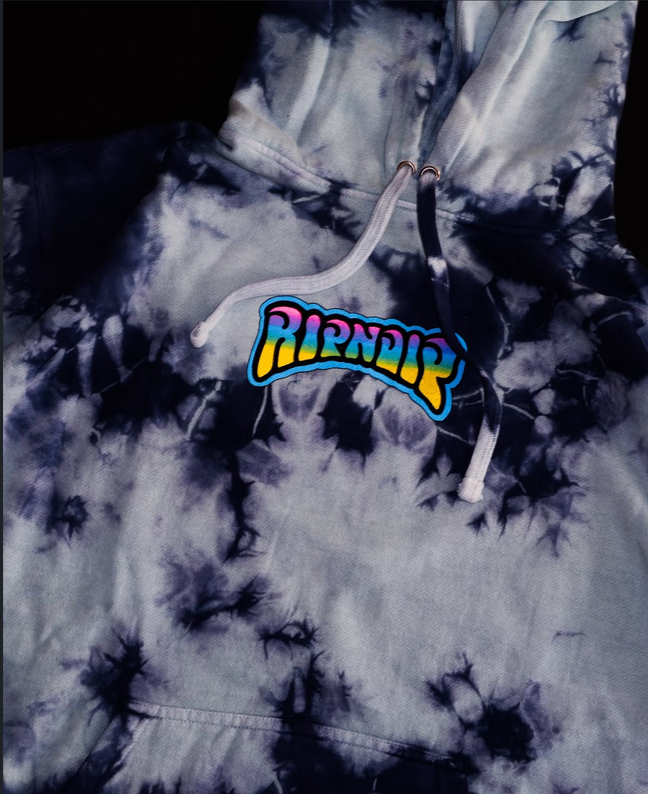PSYCHEDELIC GARDEN HOODIE (NAVY/AQUA LLIGHTINGI WASH)