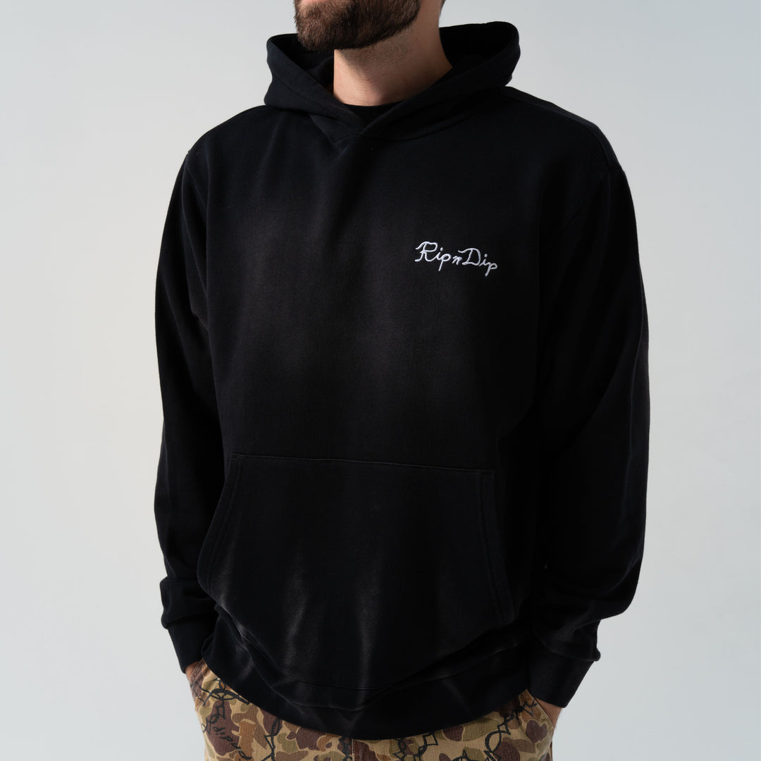 RIPNLIT HOODIE (BLACK VINTAGE WASH)