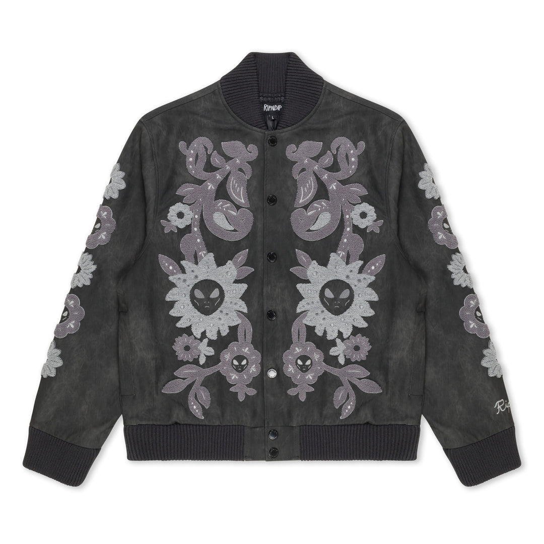 SPACE GARDEN VARSITY JACKET (BLACK