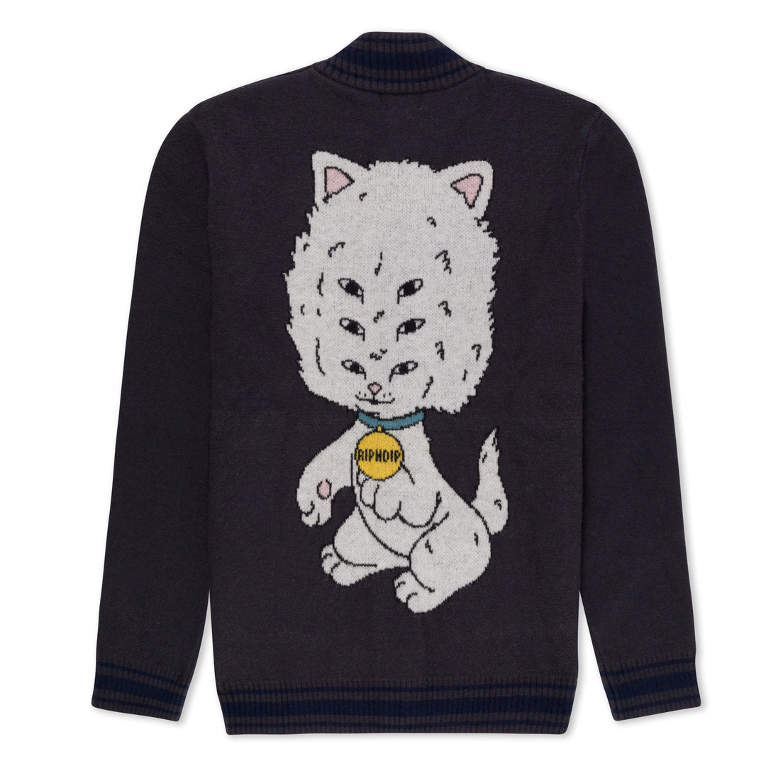 BIG HEAD KNIT CARDIGAN (CHARCOAL)
