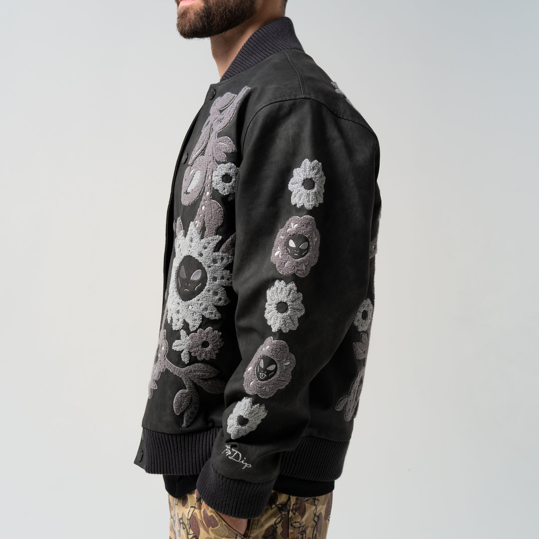 SPACE GARDEN VARSITY JACKET (BLACK