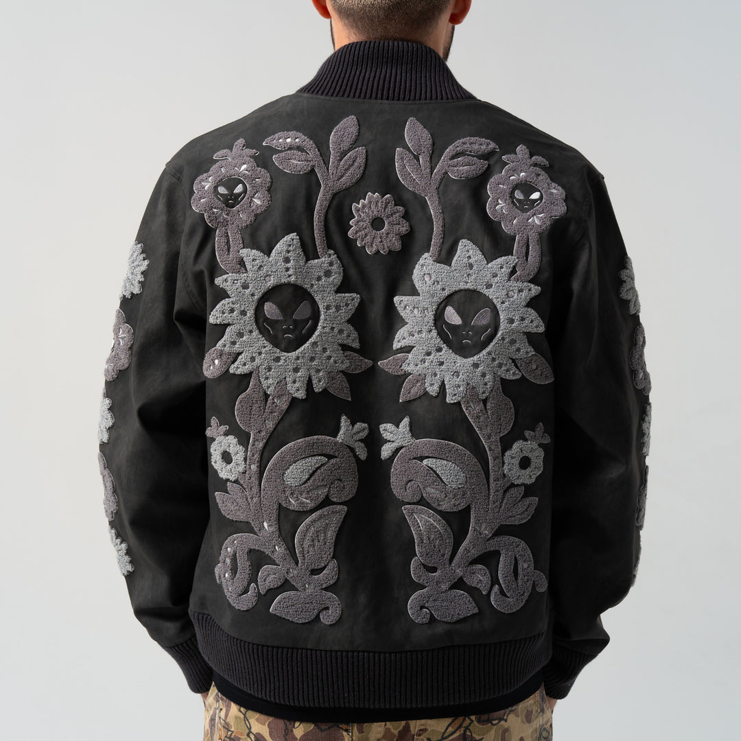 SPACE GARDEN VARSITY JACKET (BLACK