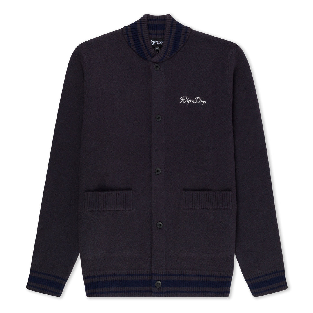 BIG HEAD KNIT CARDIGAN (CHARCOAL)