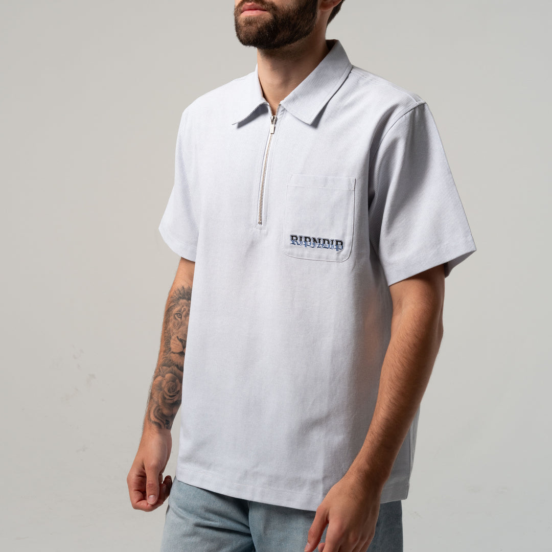 RICH SPIRIT QUARTER ZIP SHIRT (LIGHT BLUE)