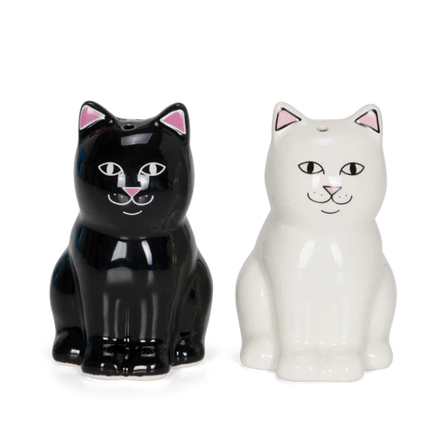 NERM AND JERM CERAMIC SALT SHAKERS (WHITE / BLACK)