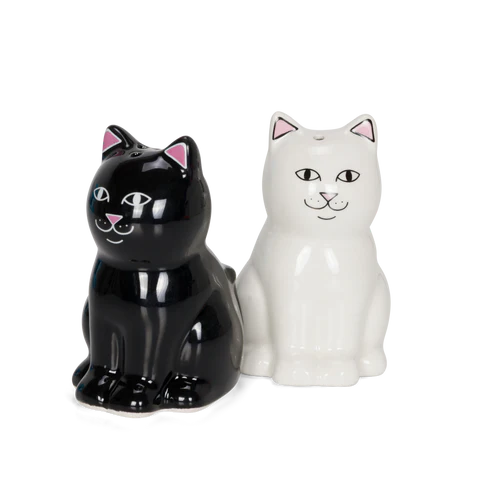 NERM AND JERM CERAMIC SALT SHAKERS (WHITE / BLACK)