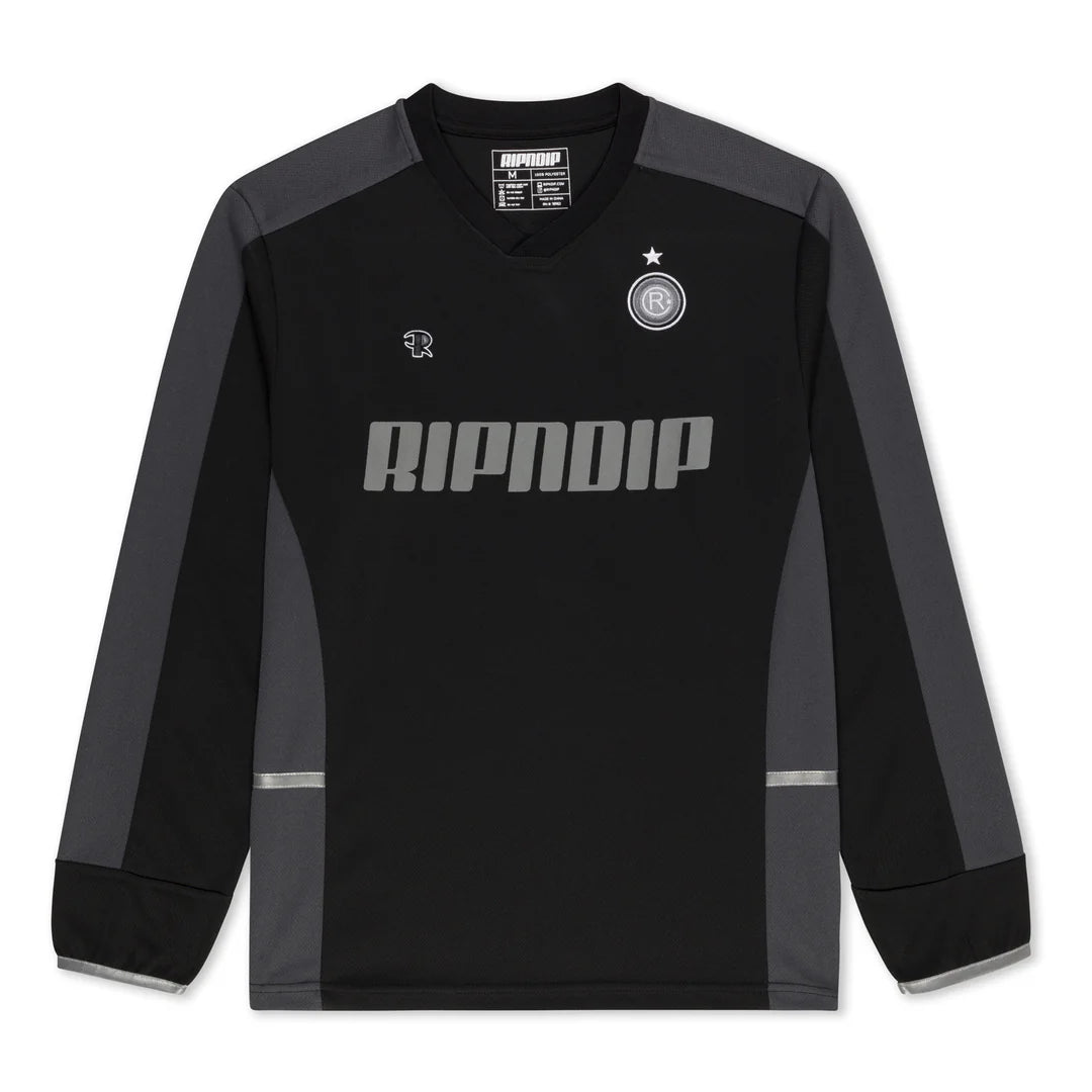 RIPNDIP FC LONG SLEEVE SOCCER JERSEY (BLACK / CHARCOAL)