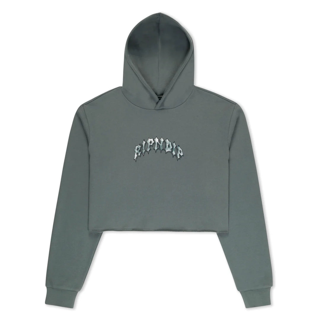 MOTHER NERM CROPPED HOODIE (CHARCOAL )