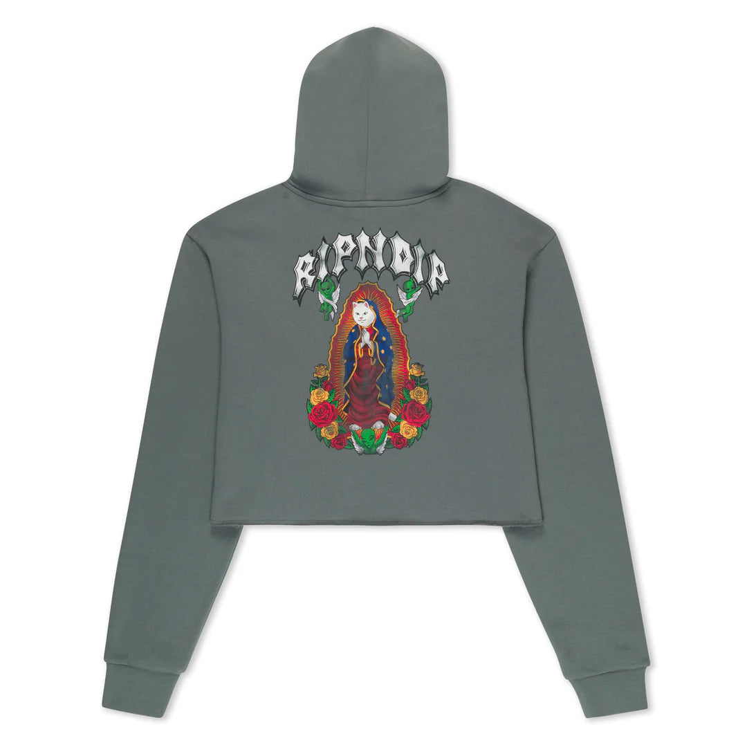 MOTHER NERM CROPPED HOODIE (CHARCOAL )