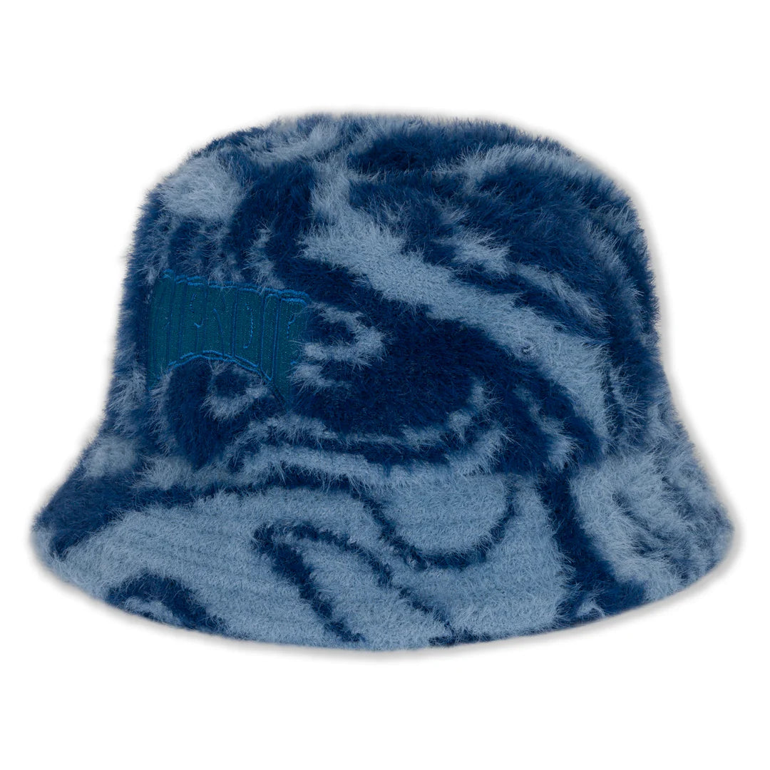 Psychedelic Faux Mohair Bucket Hat (Dark Slate)