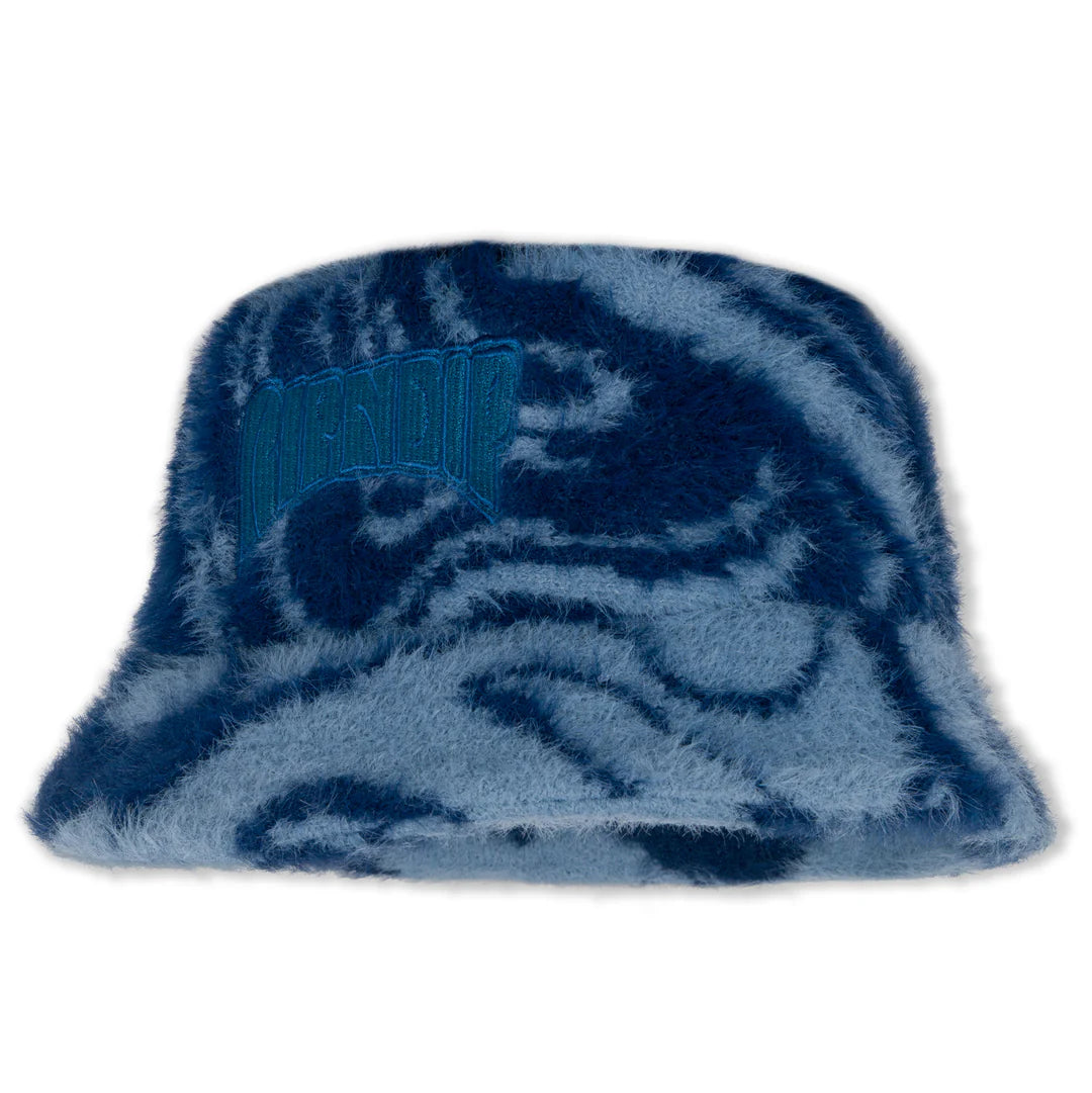 Psychedelic Faux Mohair Bucket Hat (Dark Slate)