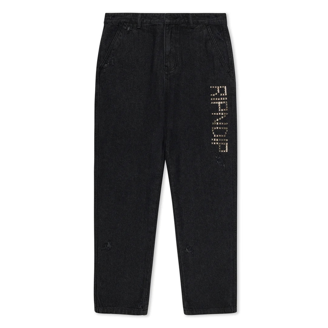 ROCKSTAR DISTRESSED DENIM PANTS (BLACK)