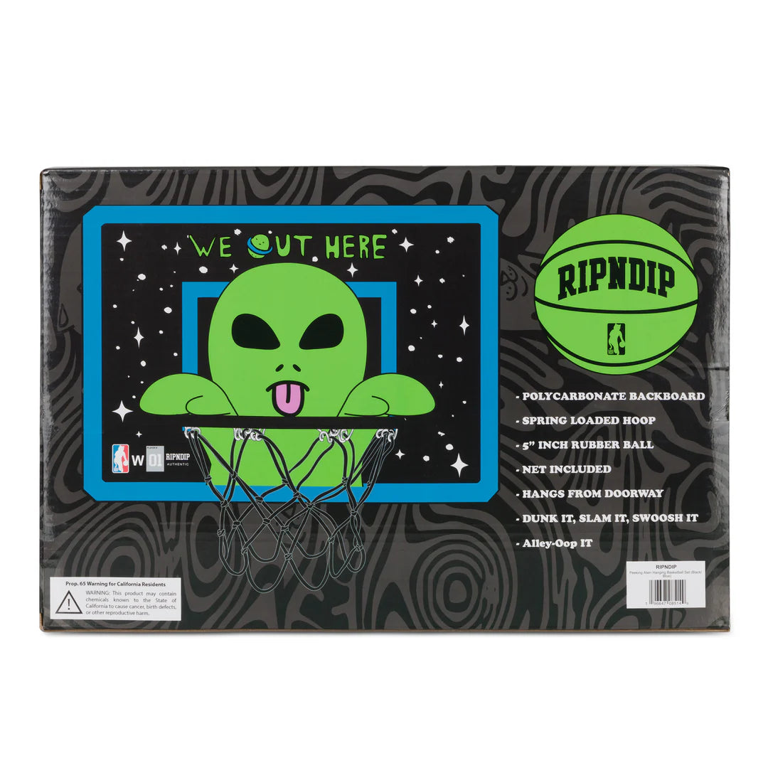 PEEKING ALIEN HANGING BASKETBALL SET (BLACK/BLUE)
