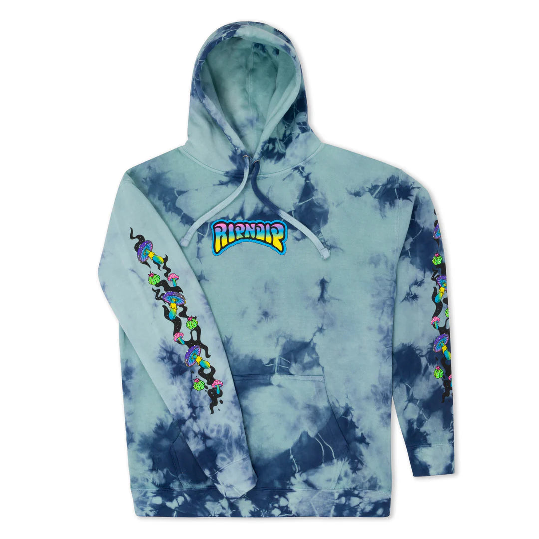 PSYCHEDELIC GARDEN HOODIE (NAVY/AQUA LLIGHTINGI WASH)