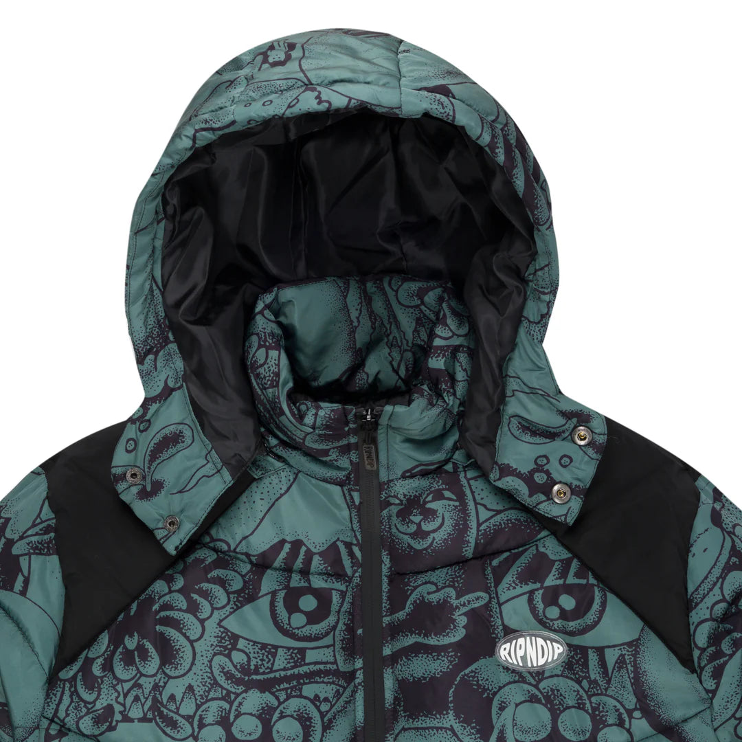 DARK TWISTED FANTASY PUFFER JACKET (OLIVE/BLACK)