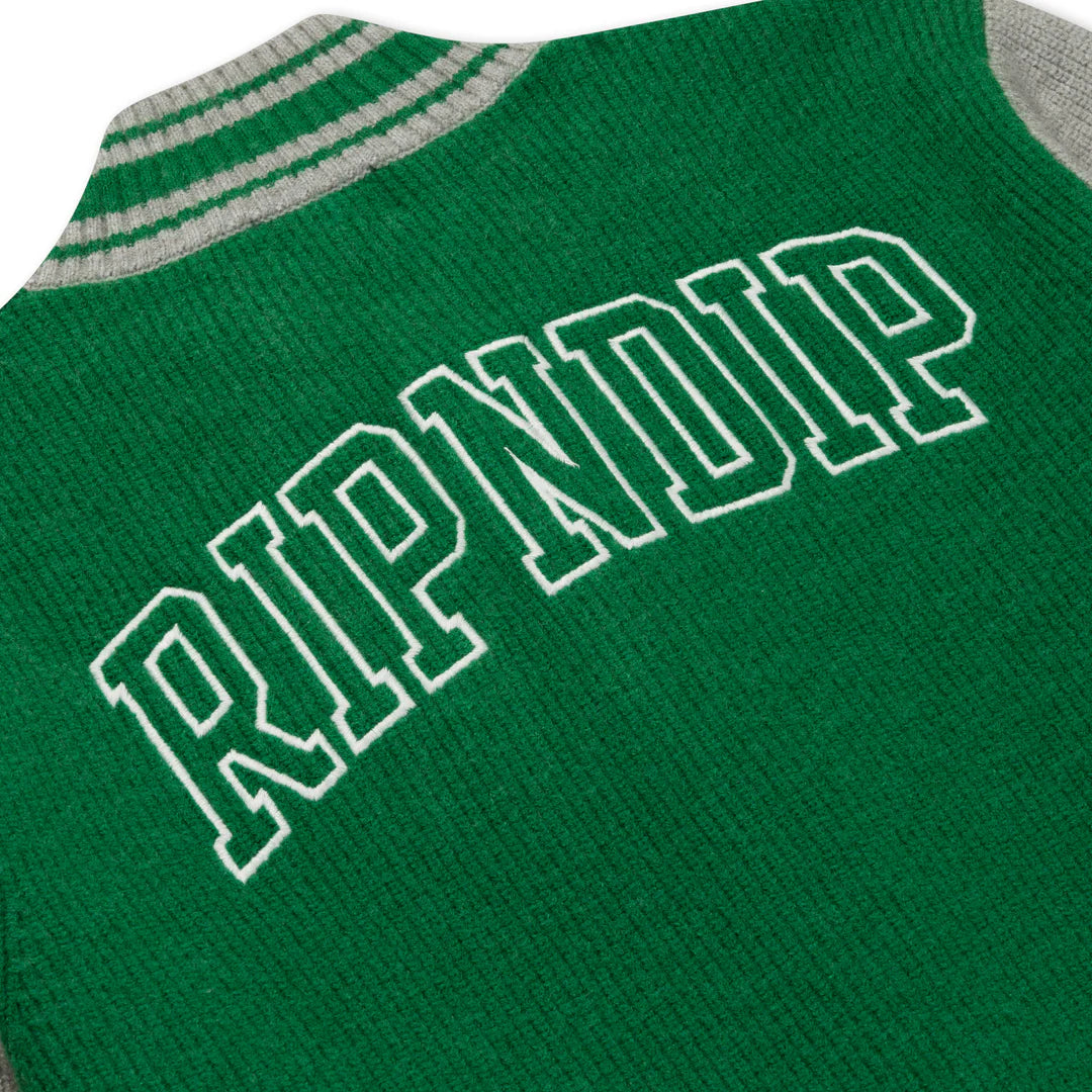 TEAM SPIRIT VARSITY CARDIGAN (GREEN/GREY)