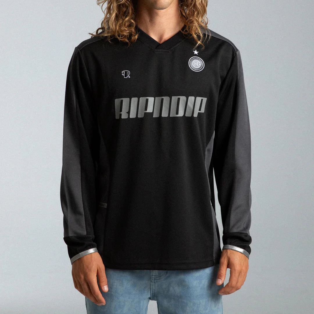 RIPNDIP FC LONG SLEEVE SOCCER JERSEY (BLACK / CHARCOAL)