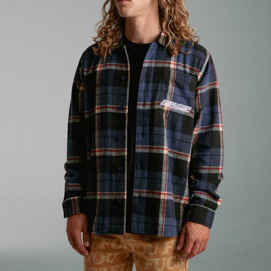ROBO BUTTON UP FLANNEL (NAVY)
