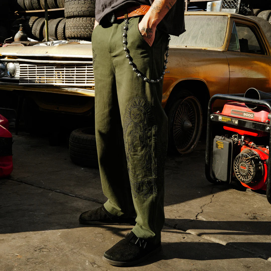MOTHER NERM TWILL PANTS (DARK OLIVE)
