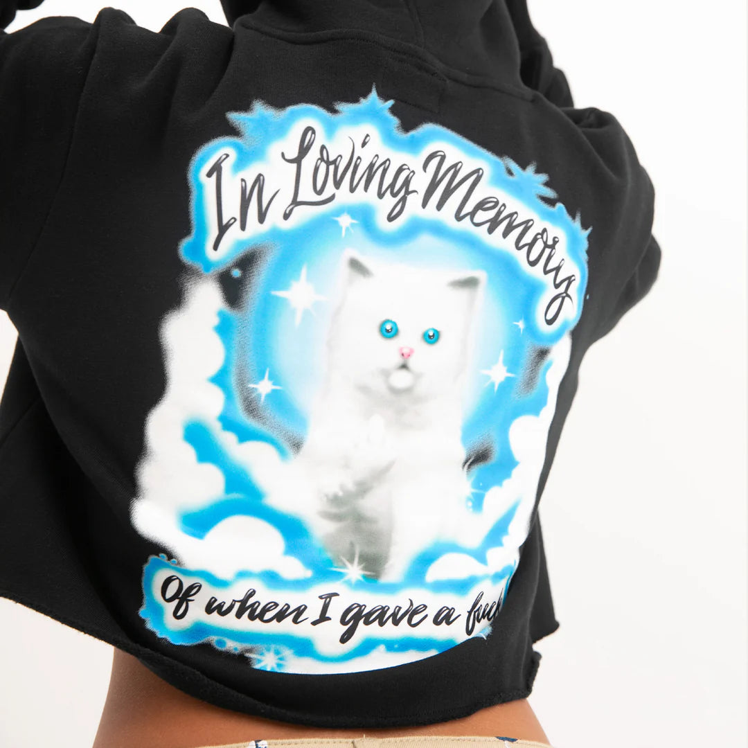 IN LOVING MEMORY CROPPED HOODIE (BLACK)