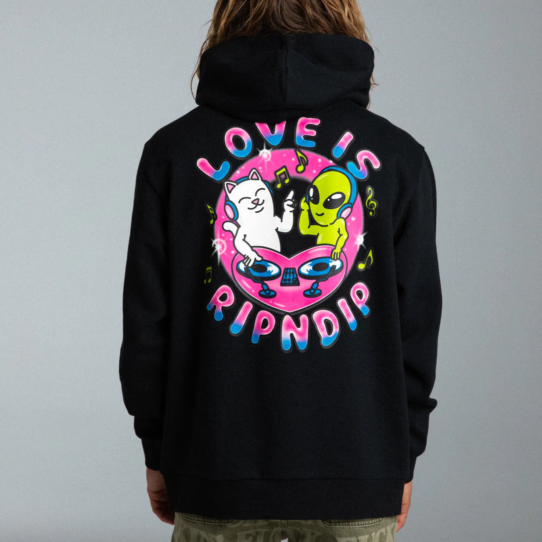 LOVE IS RIPNDIP HOODIE (BLACK)