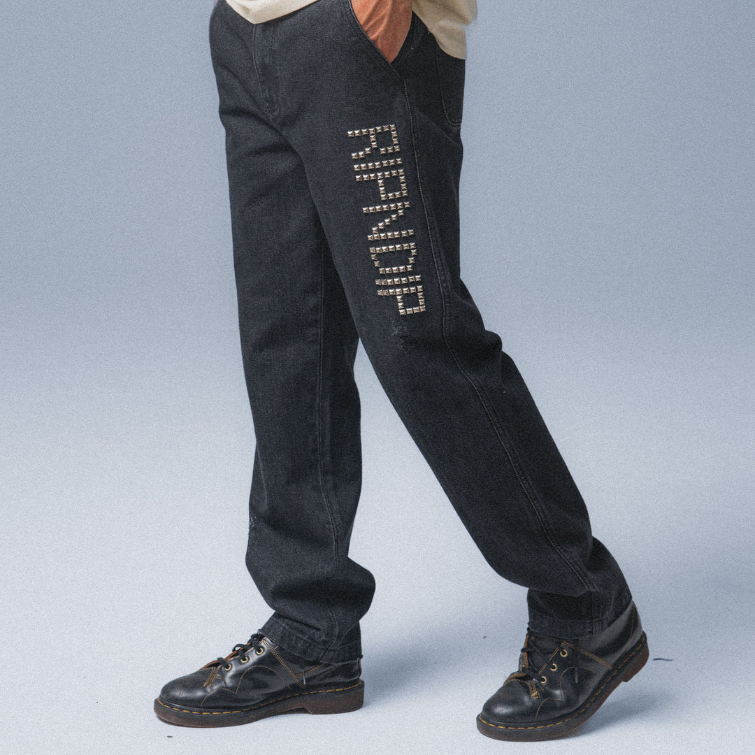 ROCKSTAR DISTRESSED DENIM PANTS (BLACK)