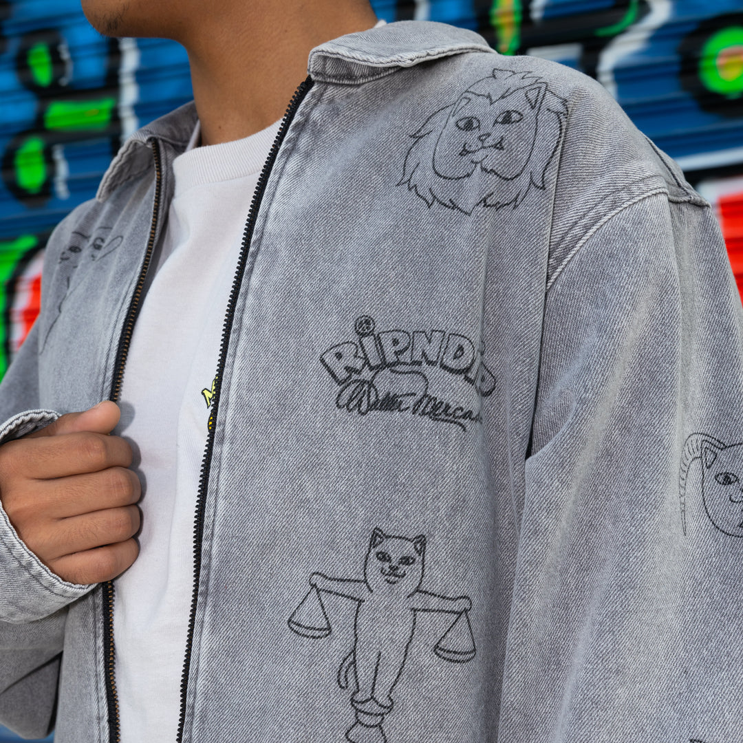 ZODIAC MUCHO WORK JACKET (GREY MINERAL WASH)
