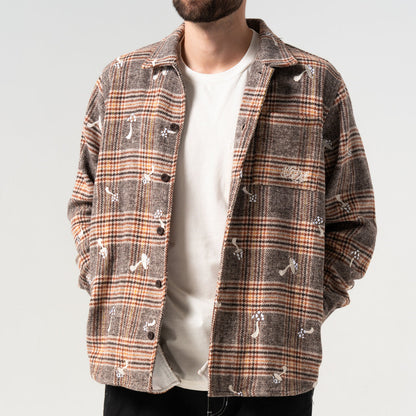 EUPHORIA BUTTON UP PLAID JACKET (BROWN PLAID)