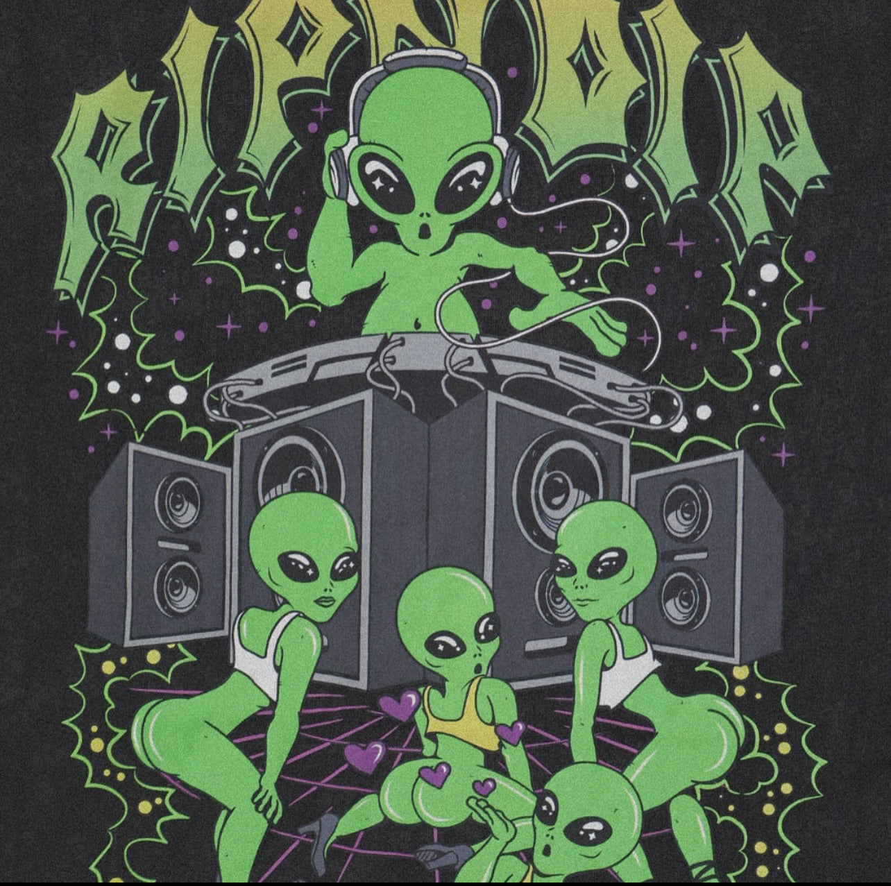Galactic Dance Floor Tee (Black Mineral Wash)