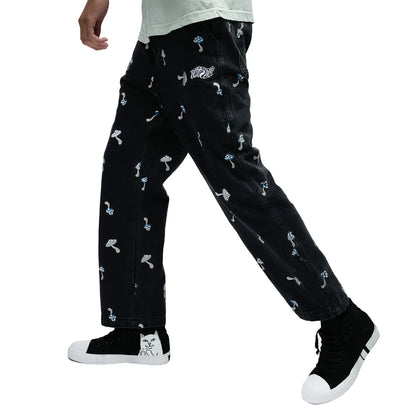 EUPHORIA WIDE LEG DENIM PANTS (BLACK WASH)