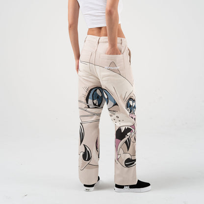 METAL CLAW WIDE LEG PANTS (BONE)