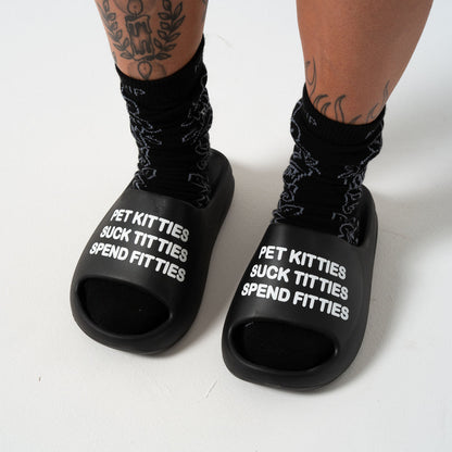 PET KITTIES CLOUD SLIDES (BLACK)