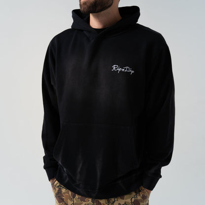 RIPNLIT HOODIE (BLACK VINTAGE WASH)