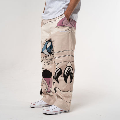 METAL CLAW WIDE LEG PANTS (BONE)