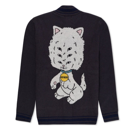 BIG HEAD KNIT CARDIGAN (CHARCOAL)