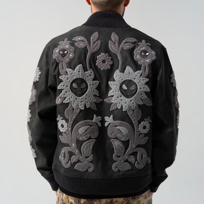 SPACE GARDEN VARSITY JACKET (BLACK