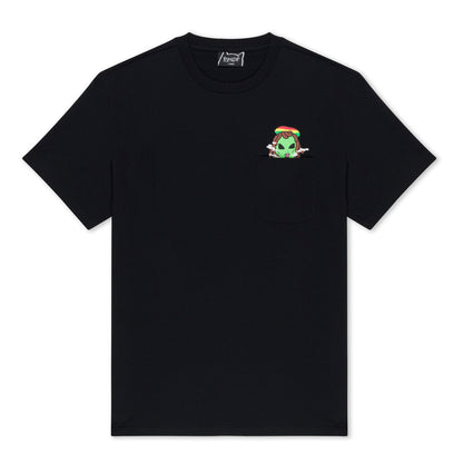 SMOKING RASTA ALIEN POCKET TEE (BLACK)