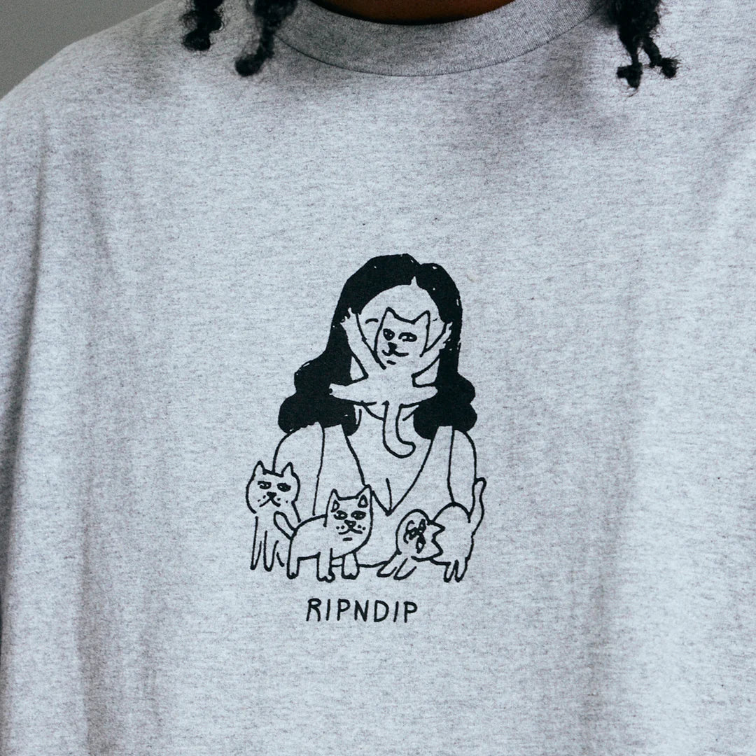 CAT LADY TEE (ASH HEATHER)