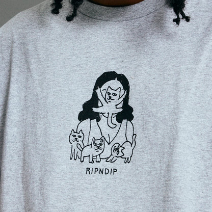 CAT LADY TEE (ASH HEATHER)